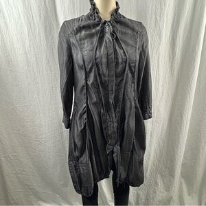 Akela Key Dark Charcoal Gray 3/4 Sleeve Tunic Style Button Down Top 42